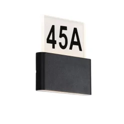 Außenwandleuchte schwarz inkl. LED mit Hausnummern IP54 - Kandi