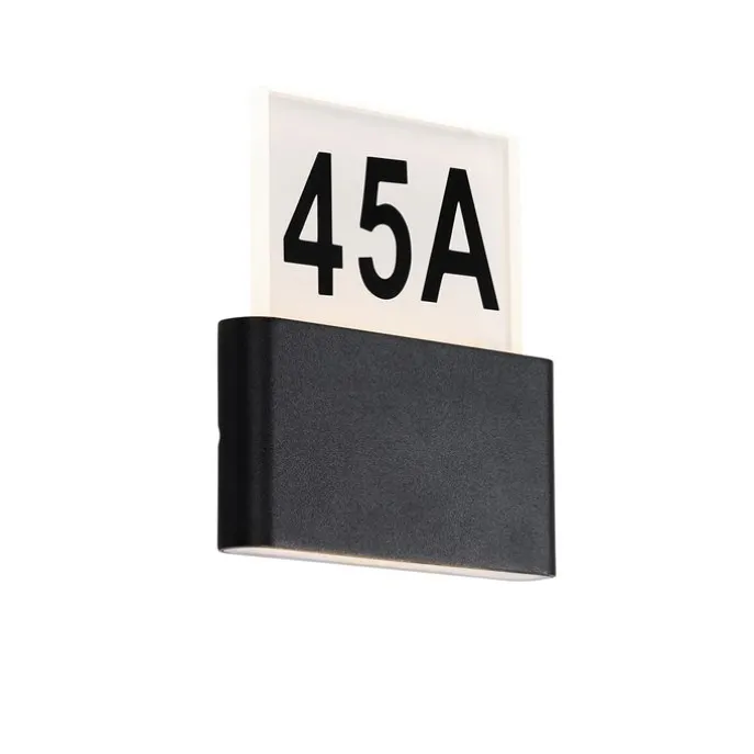 Außenwandleuchte schwarz inkl. LED mit Hausnummern IP54 - Kandi