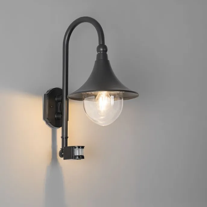 Außenwandleuchte schwarz IP44 inkl. Bewegungsmelder - Daphne