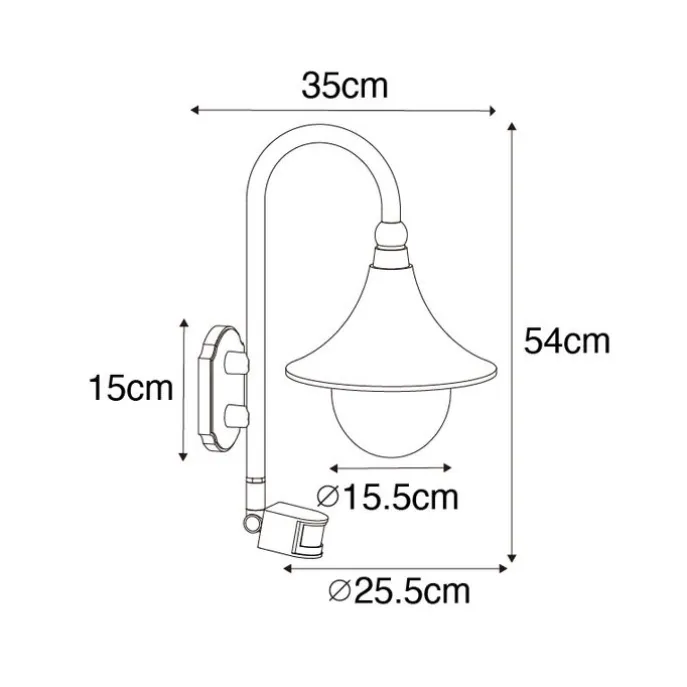Außenwandleuchte schwarz IP44 inkl. Bewegungsmelder - Daphne