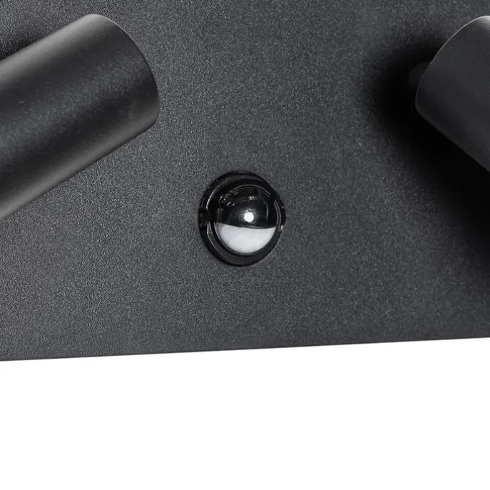 Außenwandleuchte schwarz inkl. LED 2-Licht Bewegungsmelder - Simon