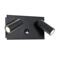 Außenwandleuchte schwarz inkl. LED 2-Licht Bewegungsmelder - Simon