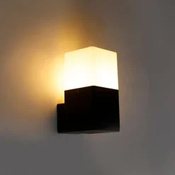 Außenwandleuchte schwarz mit opalweißem Schirm IP44 - Dänemark