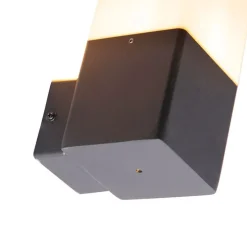 Außenwandleuchte schwarz mit opalweißem Schirm IP44 - Dänemark