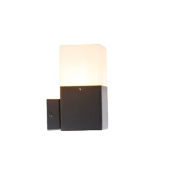 Außenwandleuchte schwarz mit opalweißem Schirm IP44 - Dänemark