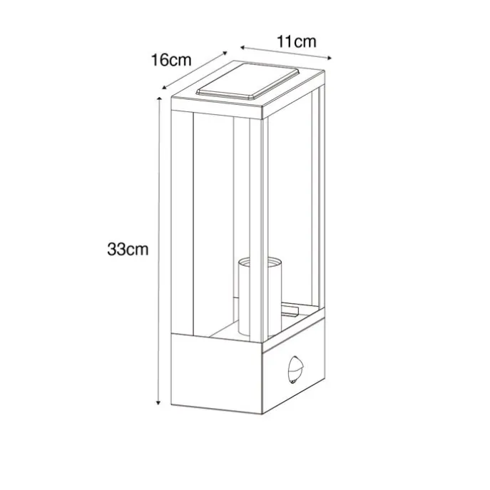 Außenwandleuchte schwarz mit Gold und Bewegungsmelder - Rotterdam