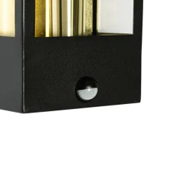 Außenwandleuchte schwarz mit Gold und Bewegungsmelder - Rotterdam