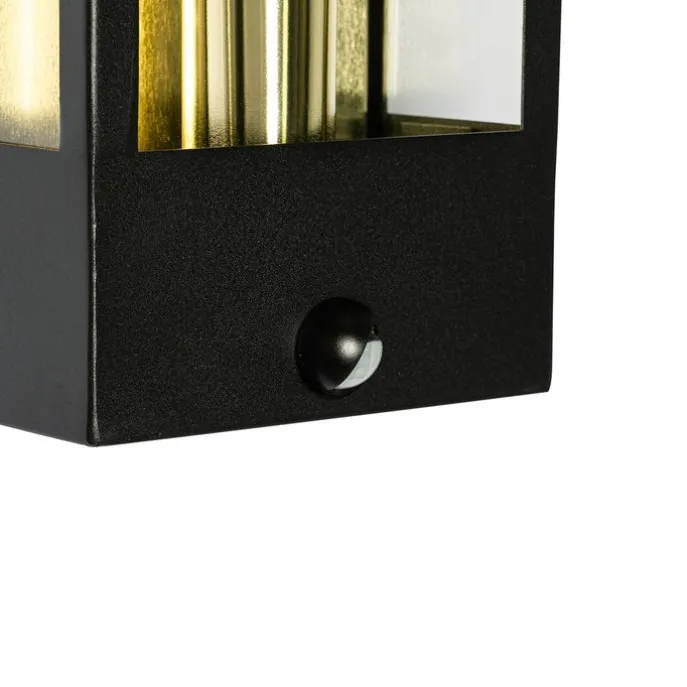 Außenwandleuchte schwarz mit Gold und Bewegungsmelder - Rotterdam