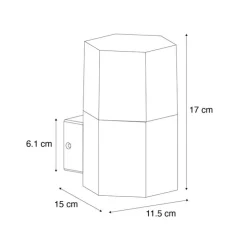 Außenwandleuchte schwarz mit Rauchglas sechseckig IP44 - Denmark