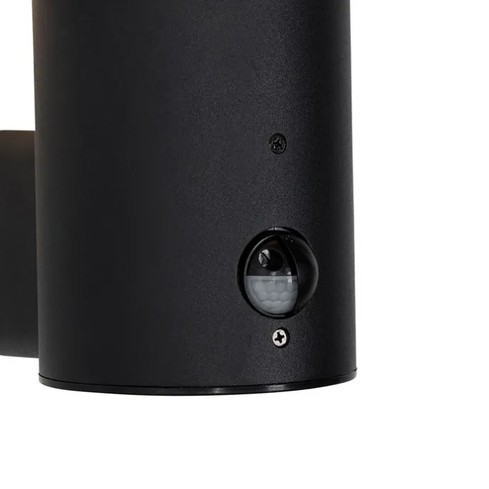 Außenwandleuchte schwarz mit Opalglas mit Bewegungsmelder - Huma