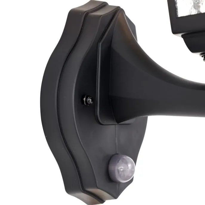 Außenwandleuchte schwarz mit Bewegungssensor IP44 - New Haven Gehämmert