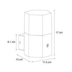Außenwandleuchte schwarz mit Rauchglas Hexagon und Bewegungssensor - Dänemark