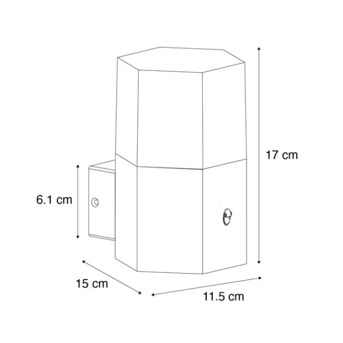 Außenwandleuchte schwarz mit Rauchglas Hexagon und Bewegungssensor - Dänemark