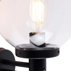 Außenwandleuchte schwarz mit klarem Glas inkl. Bewegungsmelder - Sfera