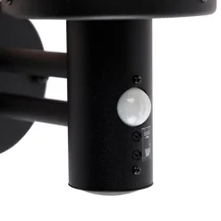 Außenwandleuchte schwarz mit klarem Glas inkl. Bewegungsmelder - Sfera