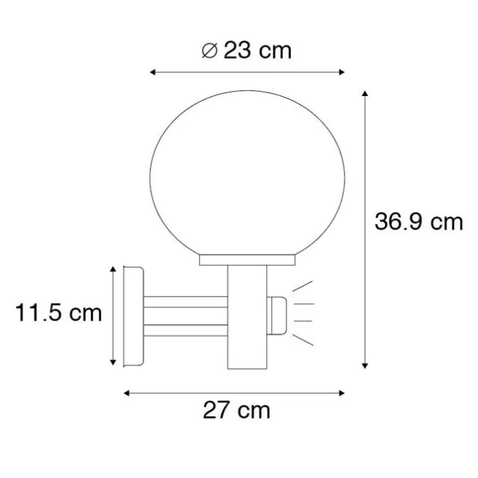 Außenwandleuchte schwarz mit klarem Glas inkl. Bewegungsmelder - Sfera