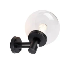 Außenwandleuchte schwarz mit klarem Glas inkl. Bewegungsmelder - Sfera