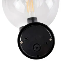 Außenwandleuchte schwarz mit klarem Glas inkl. Bewegungsmelder - Sfera