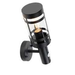 Außenwandleuchte schwarz mit Bewegungssensor IP44 - Gleam