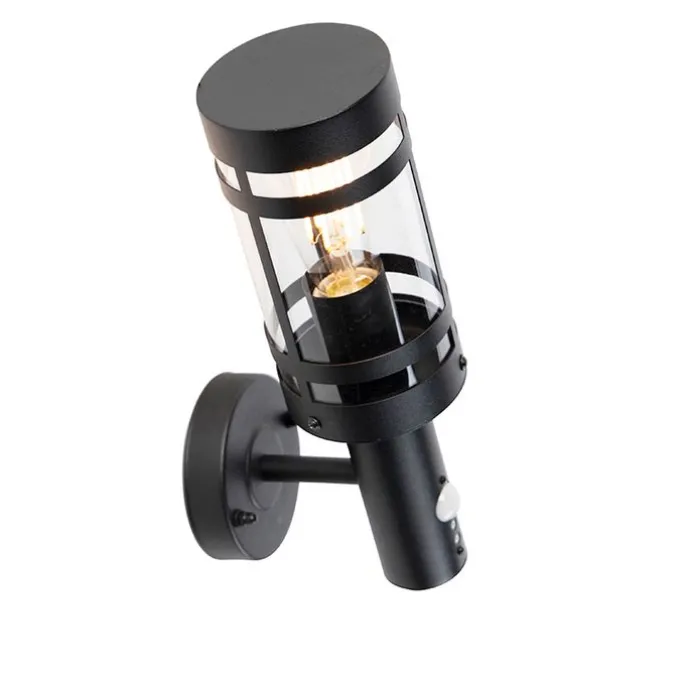 Außenwandleuchte schwarz mit Bewegungssensor IP44 - Gleam