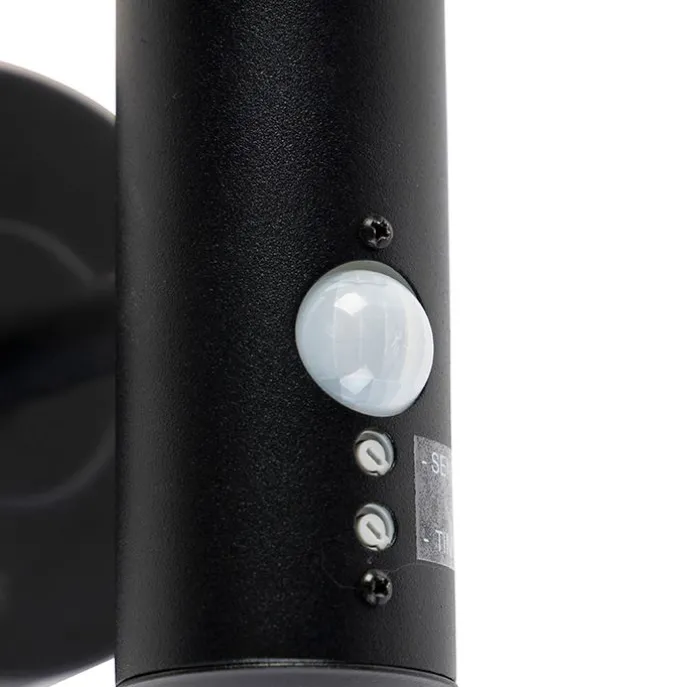 Außenwandleuchte schwarz mit Bewegungssensor IP44 - Gleam