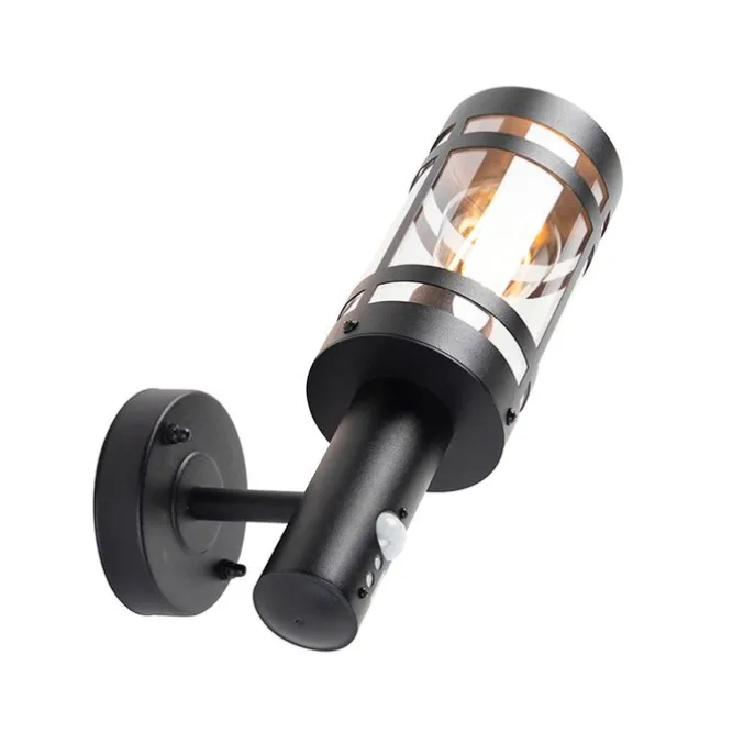 Außenwandleuchte schwarz mit Bewegungssensor IP44 - Gleam