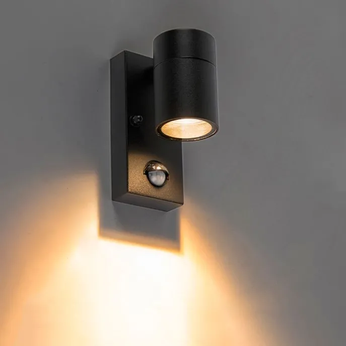 Außenwandleuchte schwarz mit Bewegungsmelder IP44 - Solo