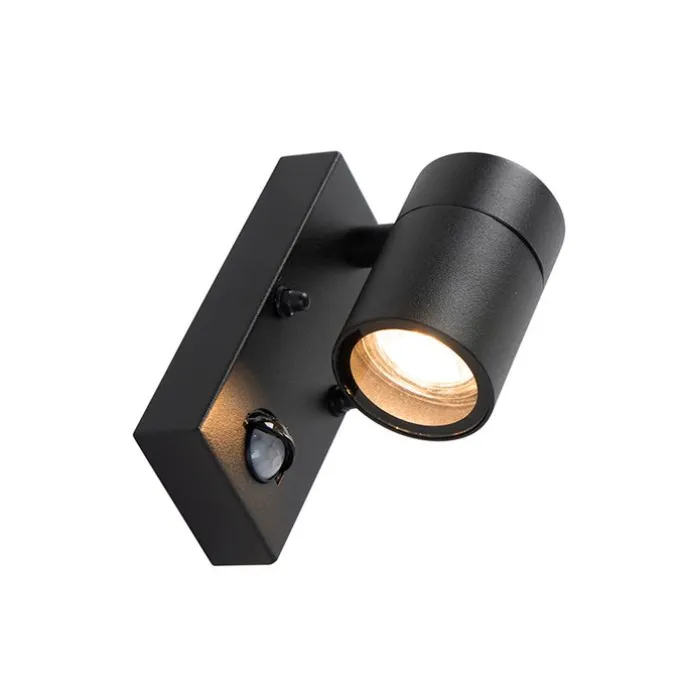 Außenwandleuchte schwarz mit Bewegungsmelder IP44 - Solo