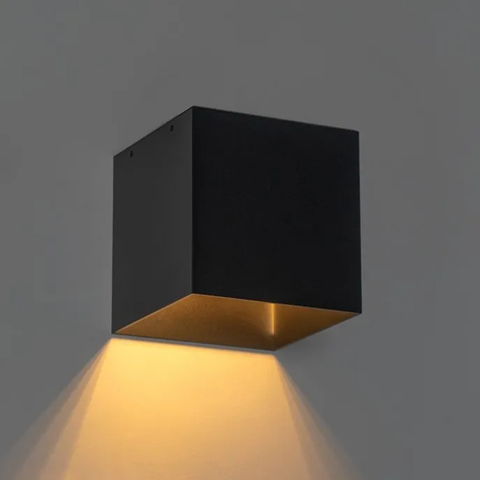 Außenwandleuchte schwarz mit Abblendlicht und Sensor auf Solar - Charlotte