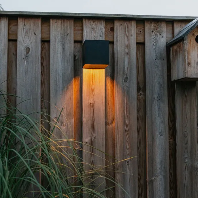 Außenwandleuchte schwarz mit Abblendlicht und Sensor auf Solar - Charlotte