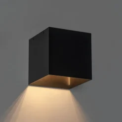 Außenwandleuchte schwarz mit Abblendlicht und Sensor auf Solar - Charlotte