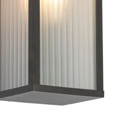 Außenwandleuchte schwarz mit geripptem Glas IP44 - Charlois