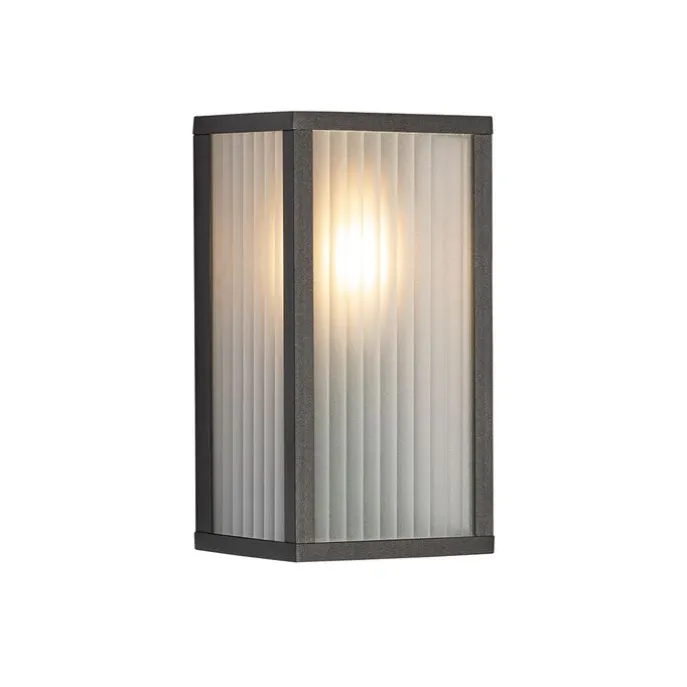 Außenwandleuchte schwarz mit geripptem Glas IP44 - Charlois