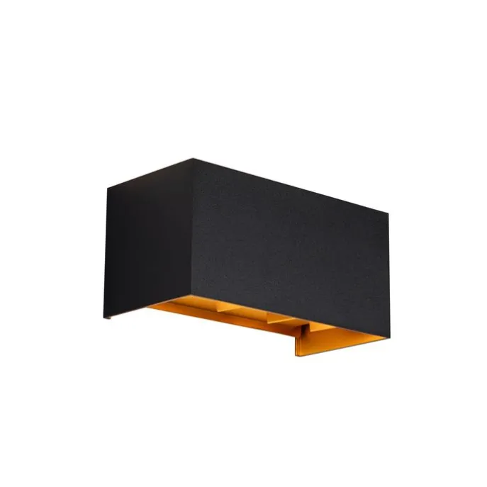 Außenwandleuchte schwarz mit Gold inkl. LED 4-flammig IP54 - Edwin