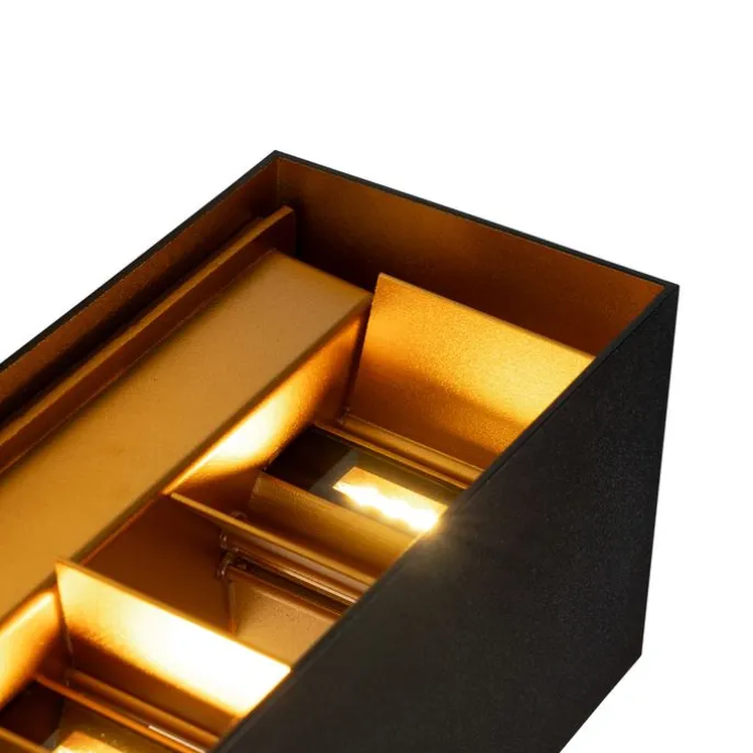 Außenwandleuchte schwarz mit Gold inkl. LED 4-flammig IP54 - Edwin