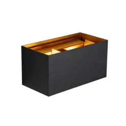 Außenwandleuchte schwarz mit Gold inkl. LED 4-flammig IP54 - Edwin