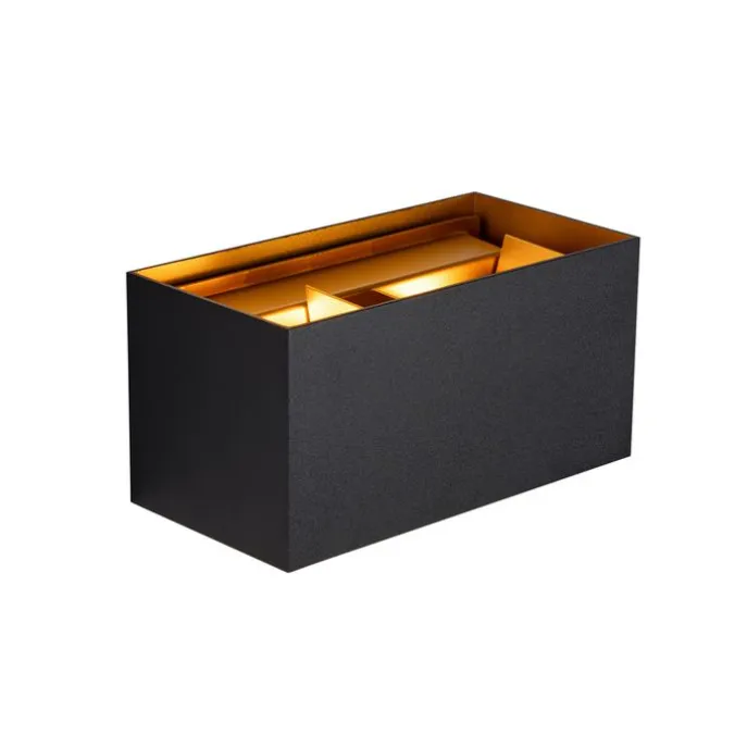 Außenwandleuchte schwarz mit Gold inkl. LED 4-flammig IP54 - Edwin