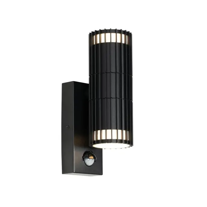 Außenwandleuchte schwarz mit Bewegungssensor 2-Licht - Boris