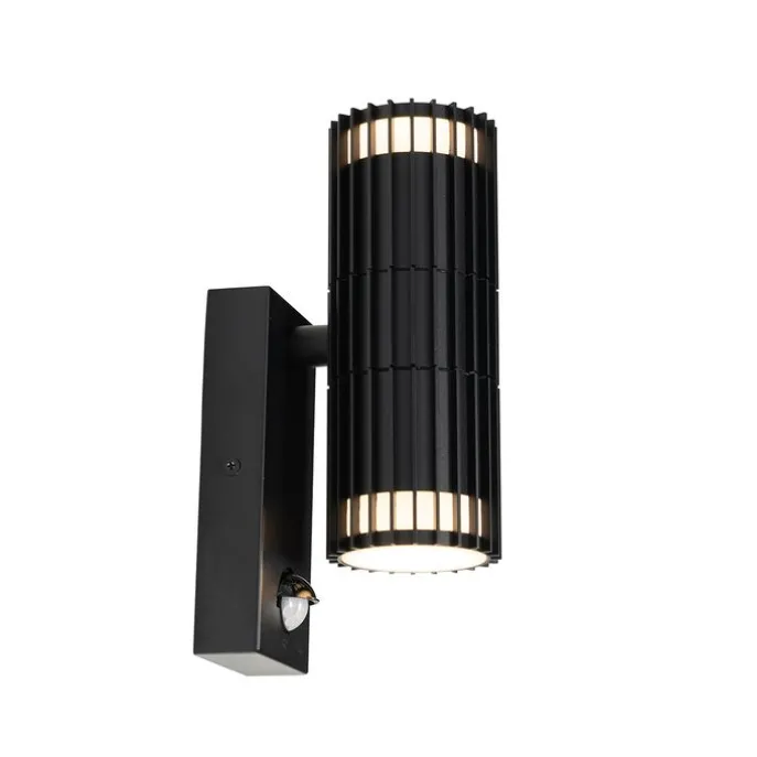 Außenwandleuchte schwarz mit Bewegungssensor 2-Licht - Boris