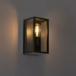 Außenwandleuchte schwarz mit Rauchglas 26 cm IP44 - Charlois