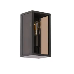 Außenwandleuchte schwarz mit Rauchglas 26 cm IP44 - Charlois