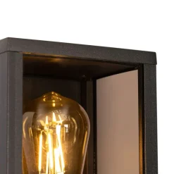 Außenwandleuchte schwarz mit Rauchglas 26 cm IP44 - Charlois