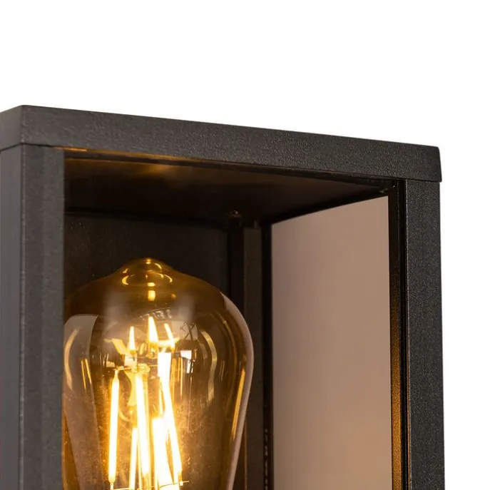 Außenwandleuchte schwarz mit Rauchglas 26 cm IP44 - Charlois