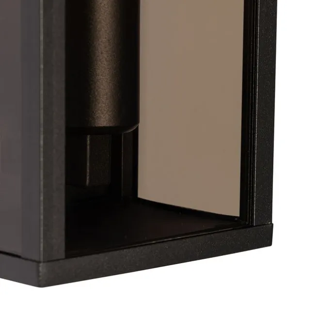 Außenwandleuchte schwarz mit Rauchglas 26 cm IP44 - Charlois