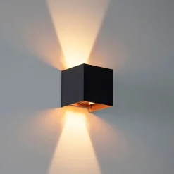 Außenwandleuchte schwarz mit Gold inkl. LED 2-flammig IP54 - Edwin