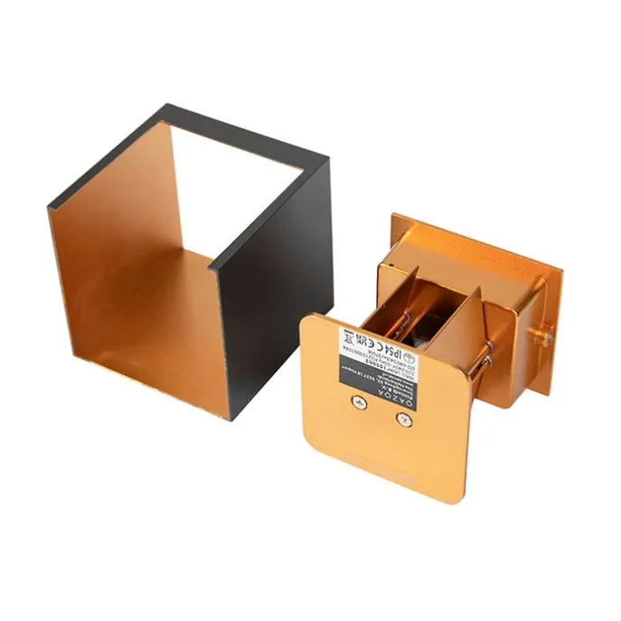 Außenwandleuchte schwarz mit Gold inkl. LED 2-flammig IP54 - Edwin