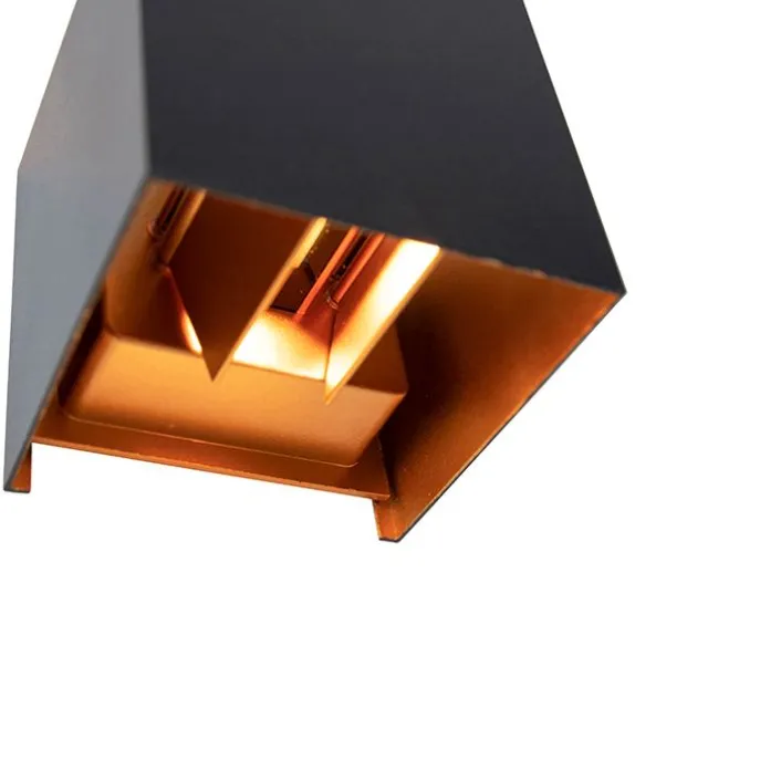 Außenwandleuchte schwarz mit Gold inkl. LED 2-flammig IP54 - Edwin