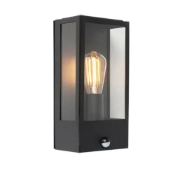 Außenwandleuchte schwarz mit Bewegungsmelder IP44 - Rotterdam 1