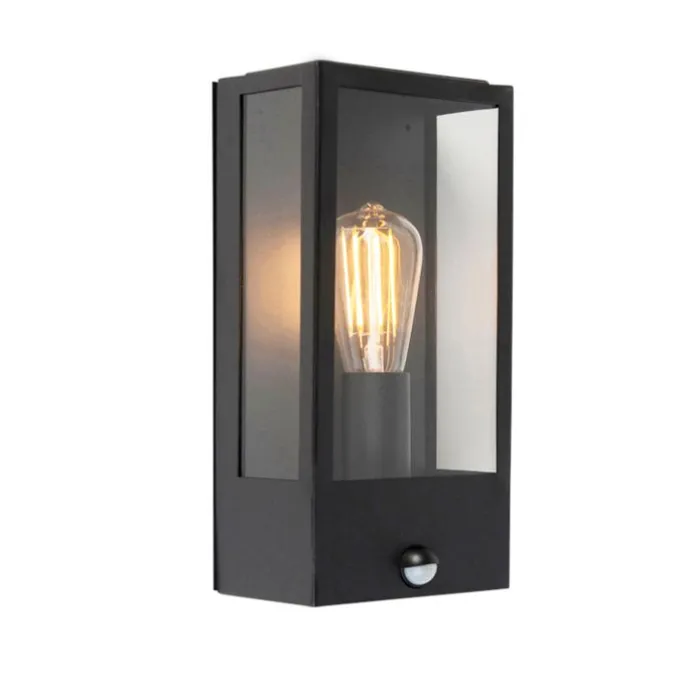 Außenwandleuchte schwarz mit Bewegungsmelder IP44 - Rotterdam 1