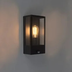 Außenwandleuchte schwarz mit Bewegungsmelder IP44 - Rotterdam 1